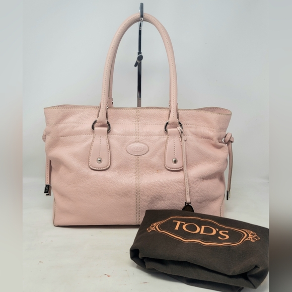 Tod's D Bag Pale Pink Leather Medium Tote Shoulder Hand Bag Authentic